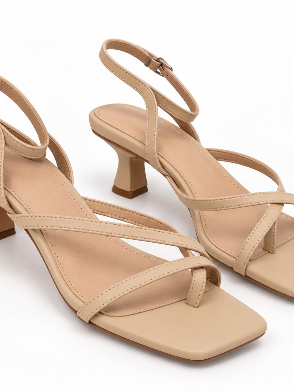 Juliet Holy Women’s Nude Strappy Kitten-Heel Sandals Size 9 – New